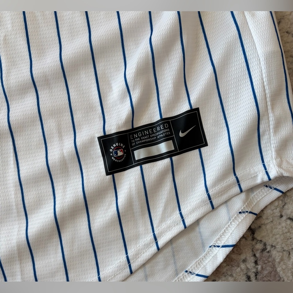 Nike Authentic Chicago Cubs MLB Baseball Pinstripe with Patch Jersey Men’s Sz: L - Picture 4 of 6